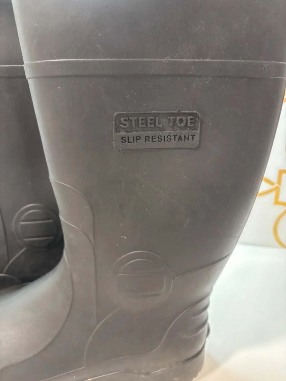 Men’s Black Rubber Work Steel Toe Boots Cooper Fit Soles Size 10 🔥